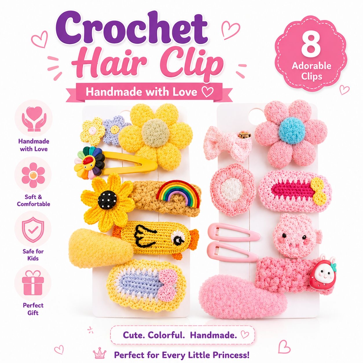 Crochet hair clips